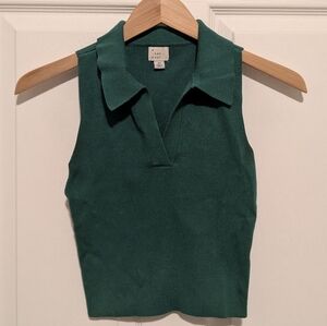 Women's Pull Over Collared Sweater Crop Tank Top Side XS A New Day